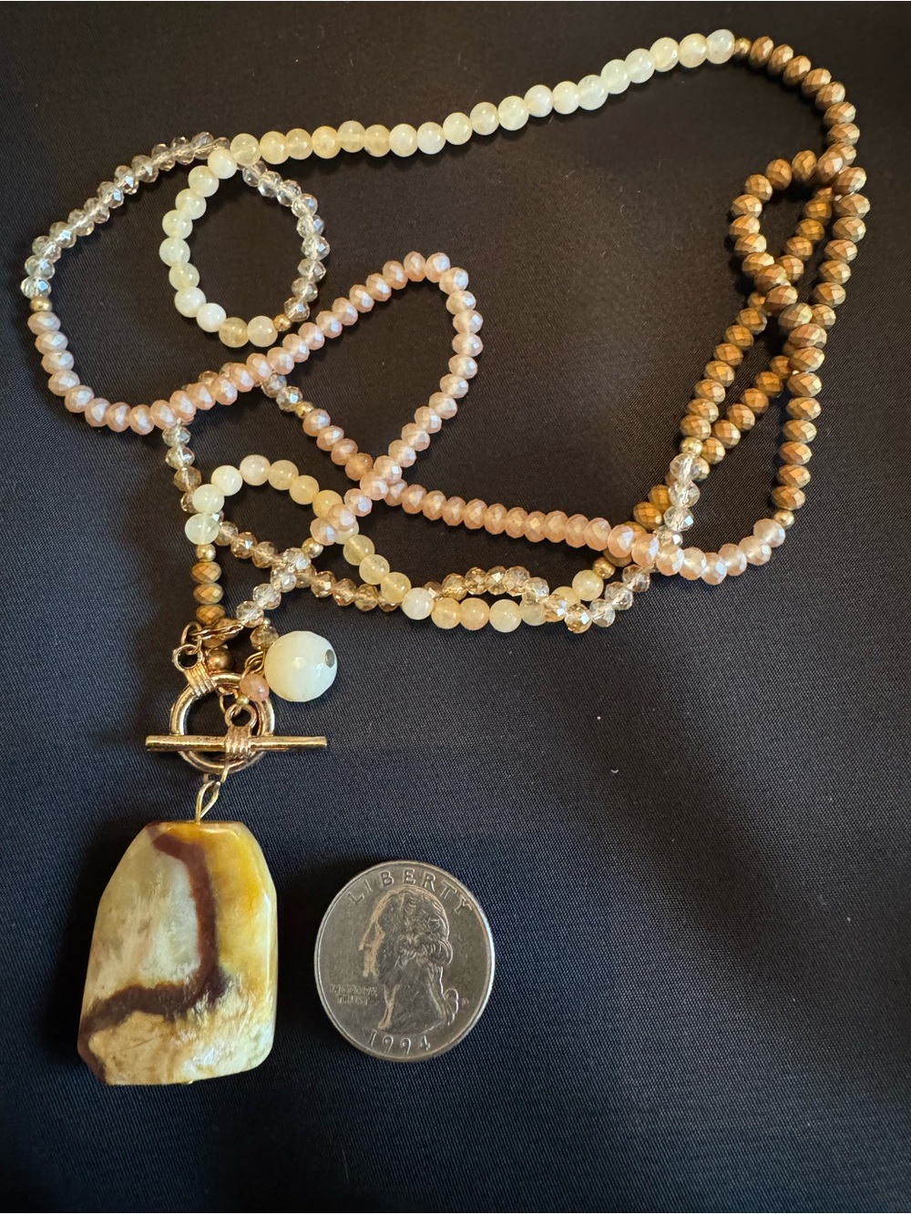 Boho Jasper Stone Toggle Pendant Necklace - Picture 2 of 5
